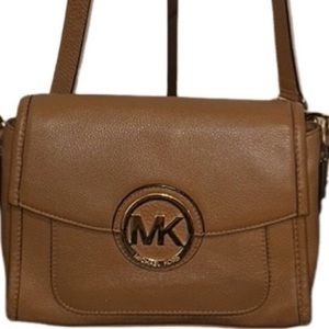 Michael Kors MARGO Leather Messenger Crossbody Bag Brown